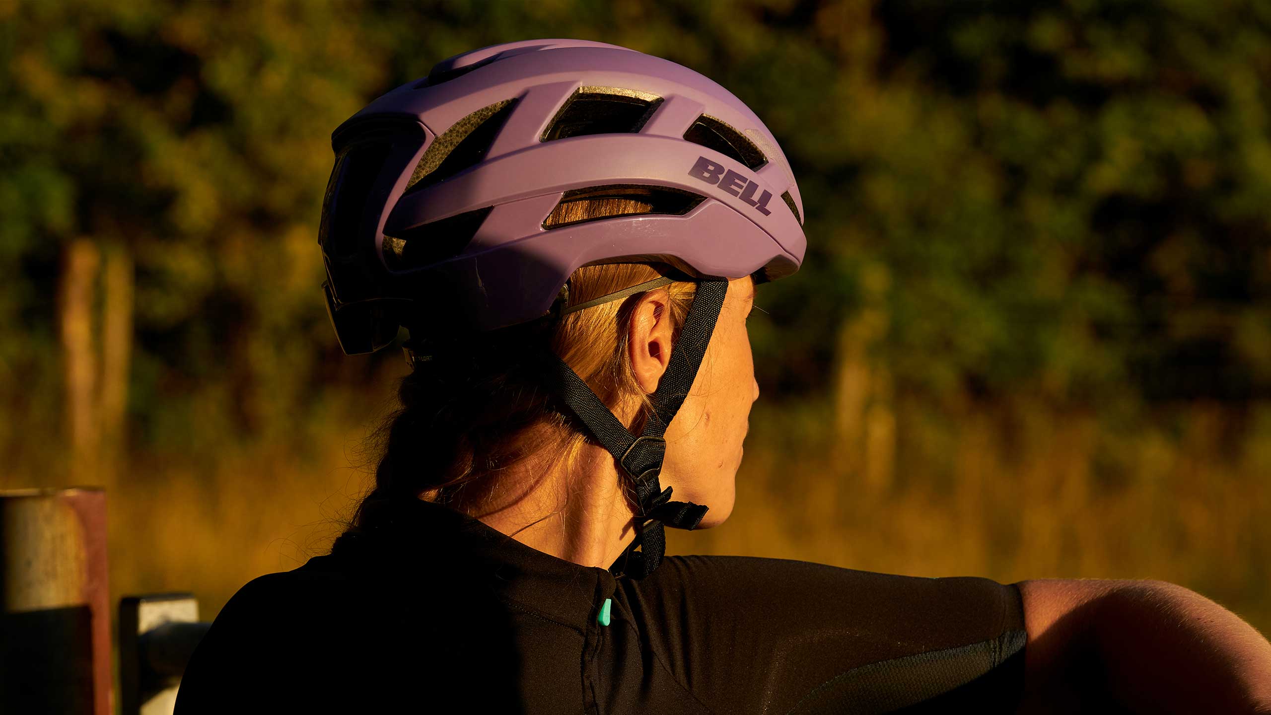 Falcon XR Helmet on a rider looking out to a sunset